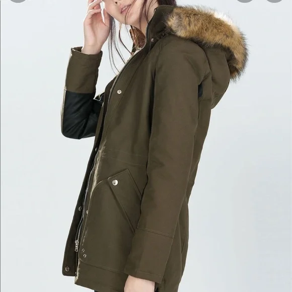 Zara Jackets Coats Zara Green Parka Nwt Poshmark